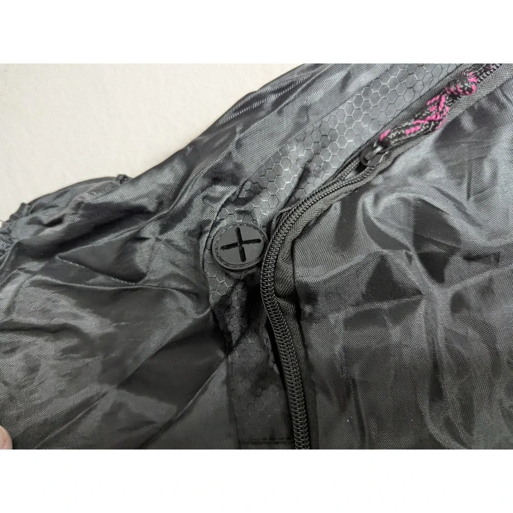 T Mobile Tuesdays Black pink nylon‎ drawstring backpack bag with zippered pocket